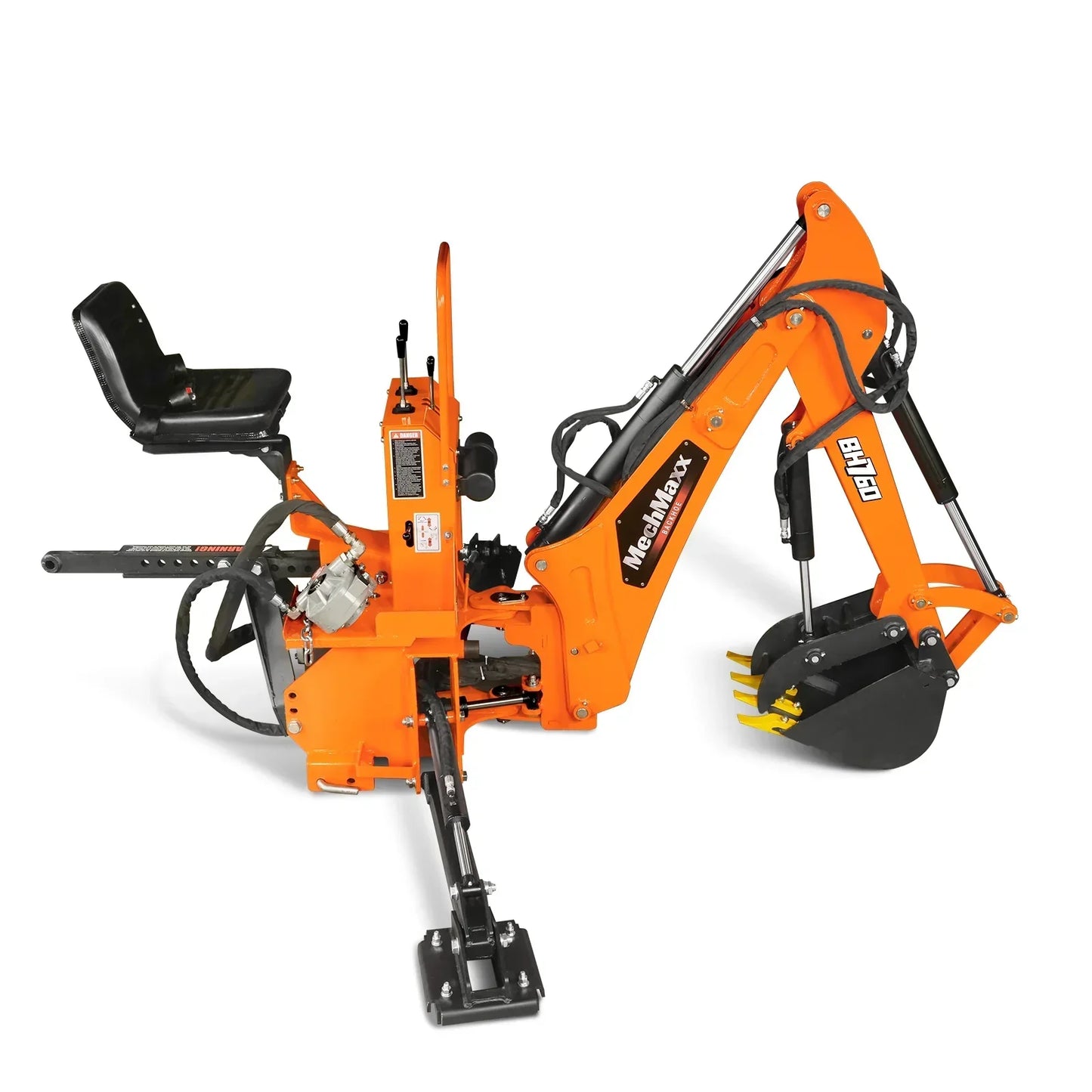 8' Tractor Backhoe Attachment with Hydraulic Thumb, 15" Bucket, Self-Contained Pump, for 20-100 HP, Cat. 1&2 Tractor, BH760