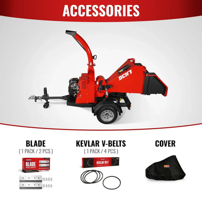 25hp 750cc Twin Cylinder ZONSEN Petrol Engine 7” Hydraulic Feeding Wood Chipper, DCH7