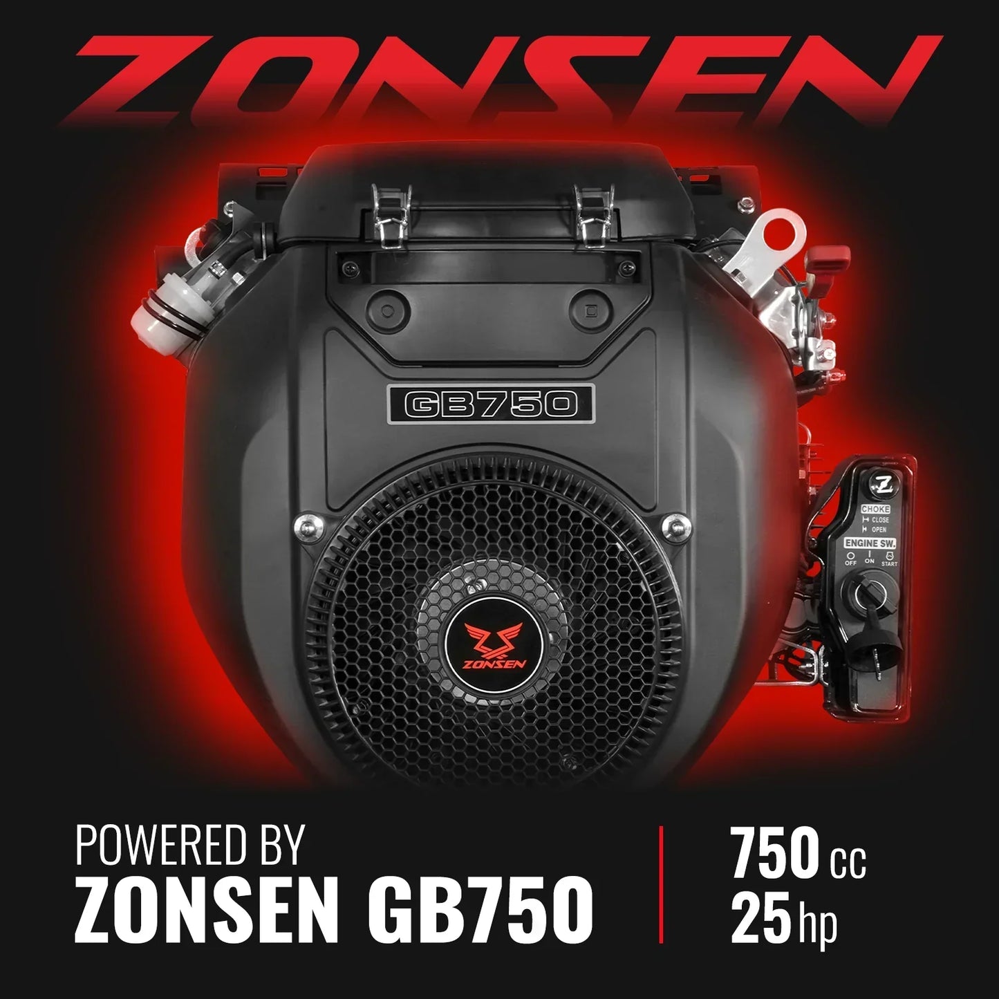 25hp 750cc Twin Cylinder ZONSEN Petrol Engine 7” Hydraulic Feeding Wood Chipper, DCH7