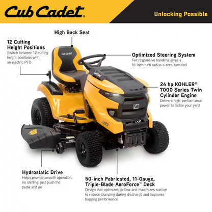 XT1 Enduro LT 50 In. Fabricated Deck 24 HP V-Twin Kohler 7000 Series Engine Hydrostatic Drive Gas Riding Lawn Tractor
