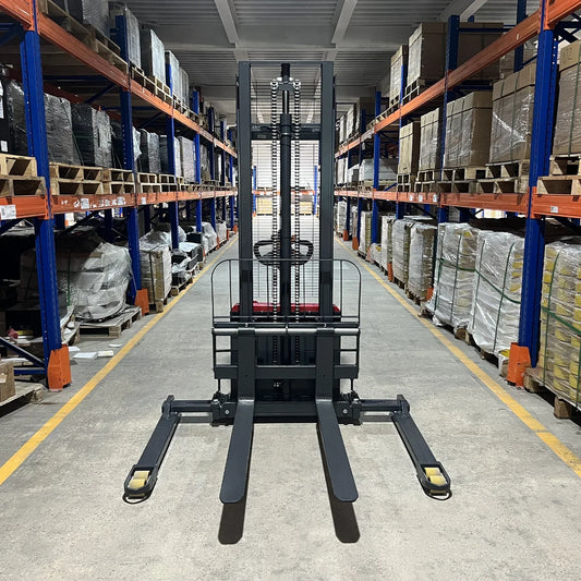 3300lbs Lithium-ion Electric Straddle Stacker, 98" Lift, Adjustable Legs & Forks, F33-98S