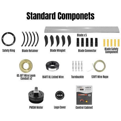 24FT HVLS Industrial Ceiling Fan 220V 1-Phase - Energy Efficient Large Area Air Circulation Fan for Warehouses & Factories, 24FT1PH