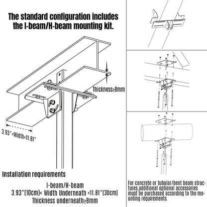 24FT HVLS Industrial Ceiling Fan 220V 1-Phase - Energy Efficient Large Area Air Circulation Fan for Warehouses & Factories, 24FT1PH