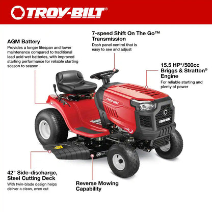 Pony 42 In. 15.5 HP Briggs and Stratton 7-Speed Manual Drive Gas Front Engine Riding Lawn Tractor